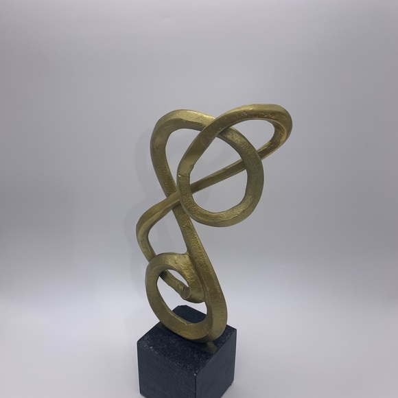 Gold Twisted Metal Treble Clef Shape 13”Bookend/Figurine Sculpture W/Marble Base - Picture 5 of 12